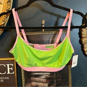 NWT Neon green and pink sports bra